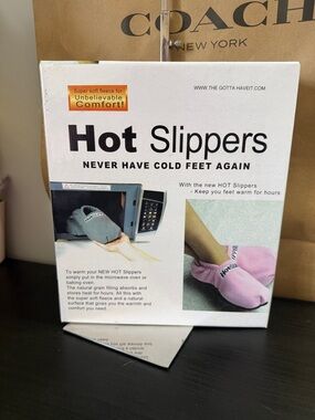 NEW Hot Slippers Microwaveable Foot Warmers - Pink & Gray
